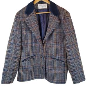 VTG 80s International Scene Purple Wool Blazer Sports Jacket Size 13/14 Russian